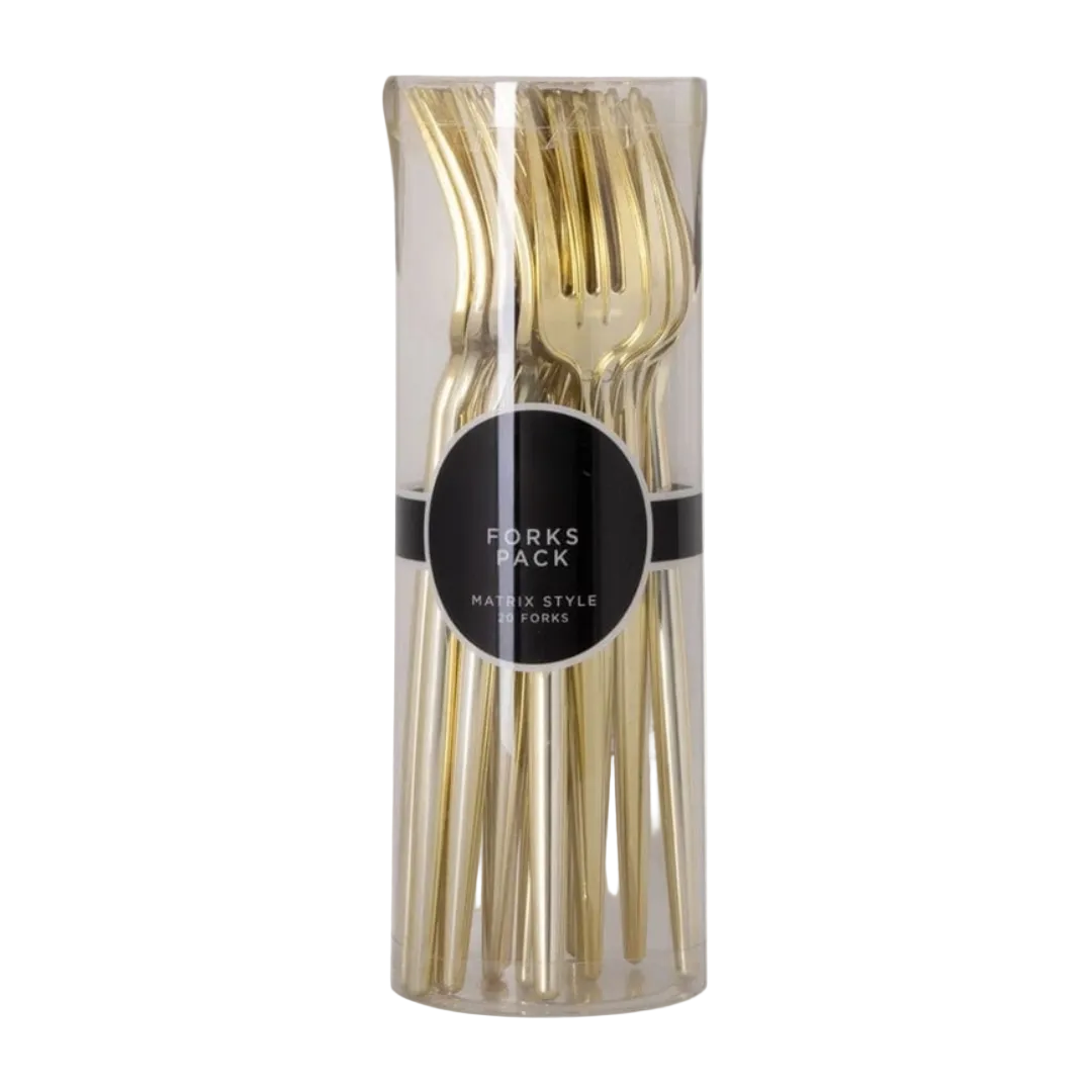 Chic Gold Reusable Forks | 20 Pieces