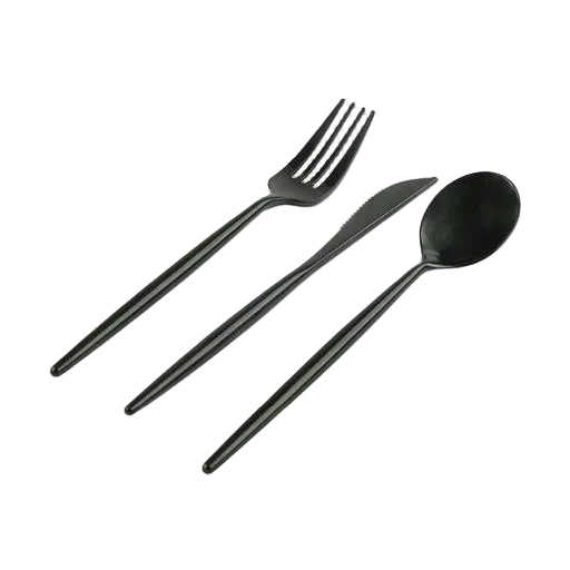 Matrix Black Plastic Cutlery Set - 30 pcs