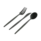 Matrix Black Plastic Cutlery Set - 30 pcs