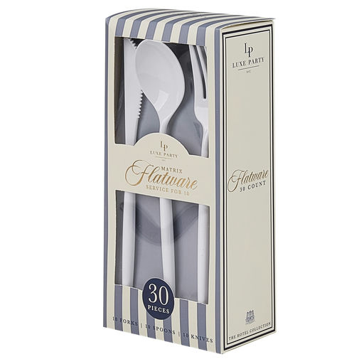 White Matrix Plastic Cutlery Set - 30 pcs