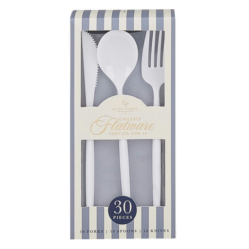 White Matrix Plastic Cutlery Set - 30 pcs