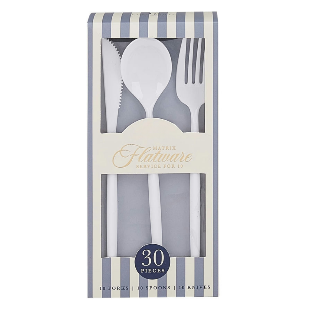 White Matrix Plastic Cutlery Set - 30 pcs