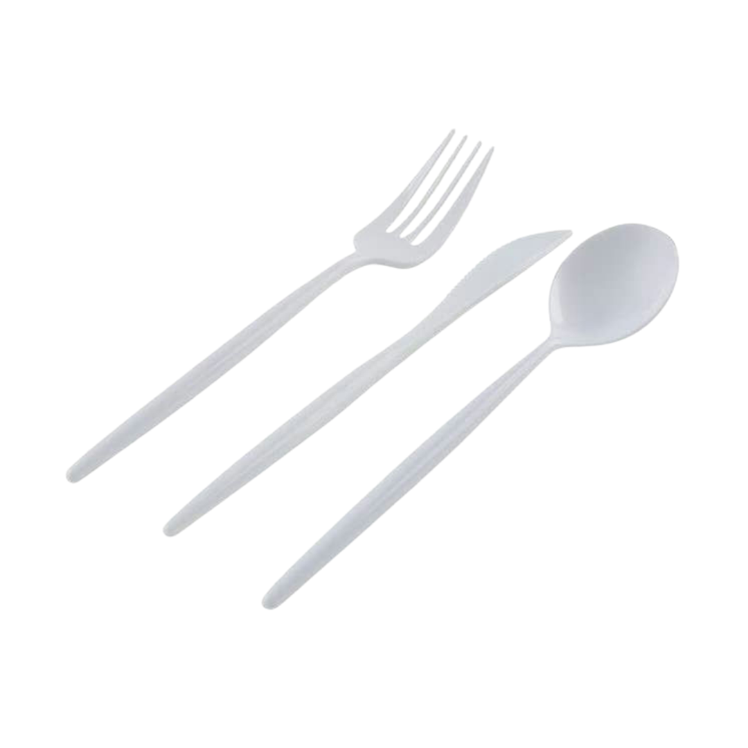 White Matrix Plastic Cutlery Set - 30 pcs