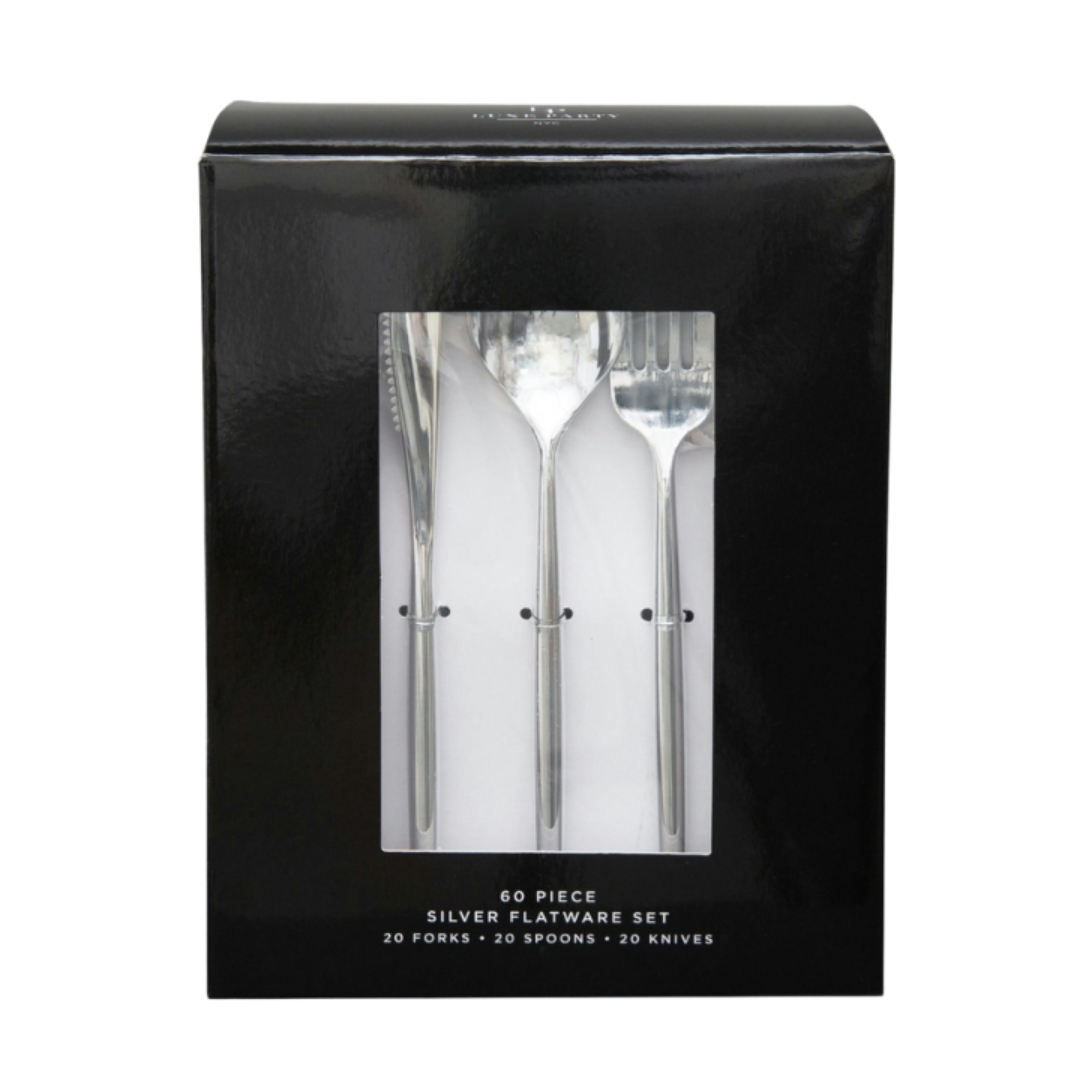 Silver Matrix Plastic Cutlery Set - 60 pcs