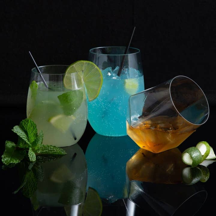 Clear Hex Stemless Wine Goblets Cups