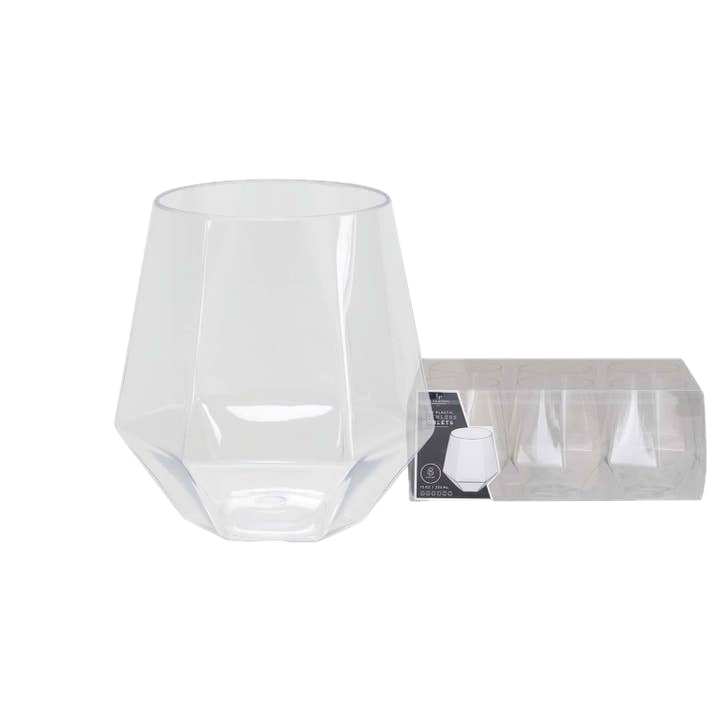 Clear Hex Stemless Wine Goblets Cups