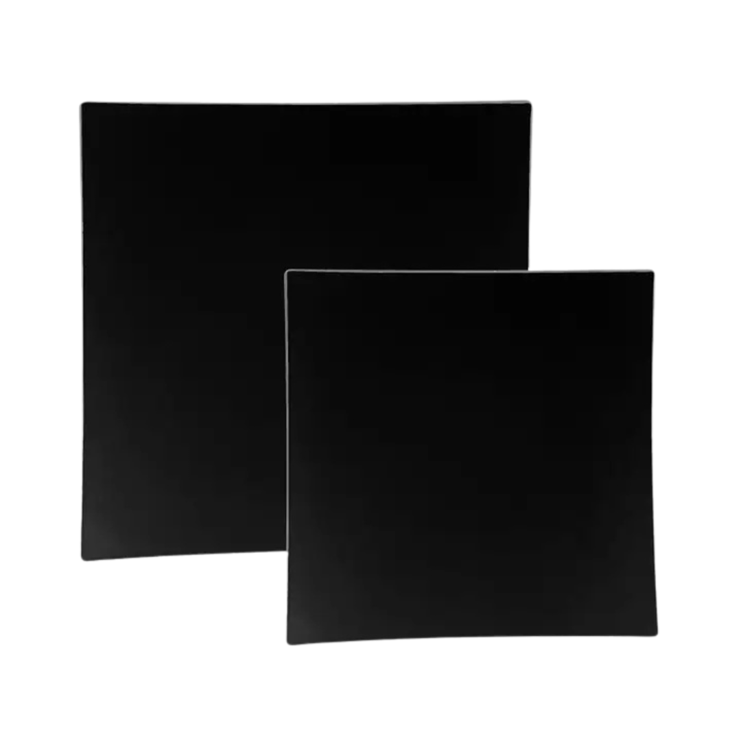 Black Square Silver Rimmed Plastic Plates