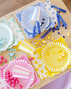 Teal and White Stripe Cups