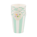Teal and White Stripe Cups