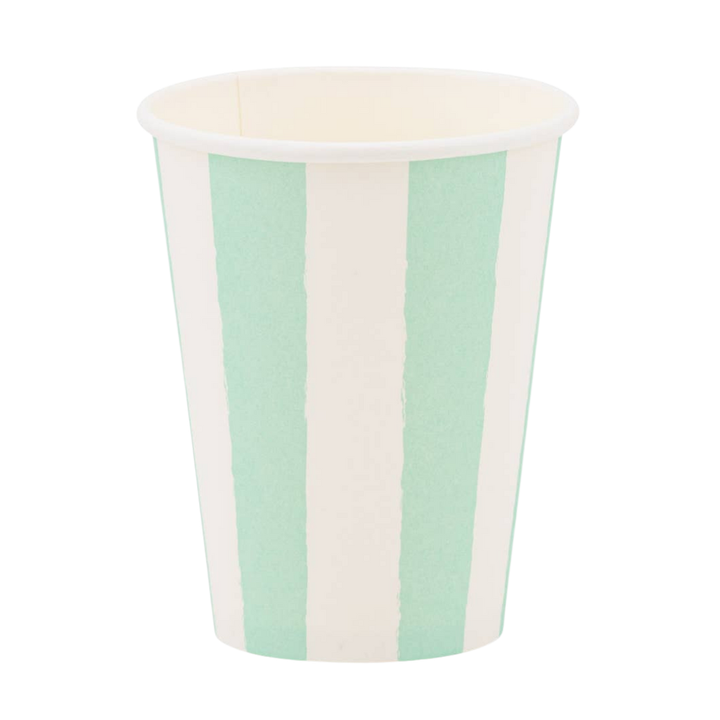 Teal and White Stripe Cups