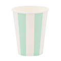 Teal and White Stripe Cups