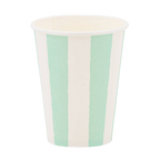 Teal and White Stripe Cups