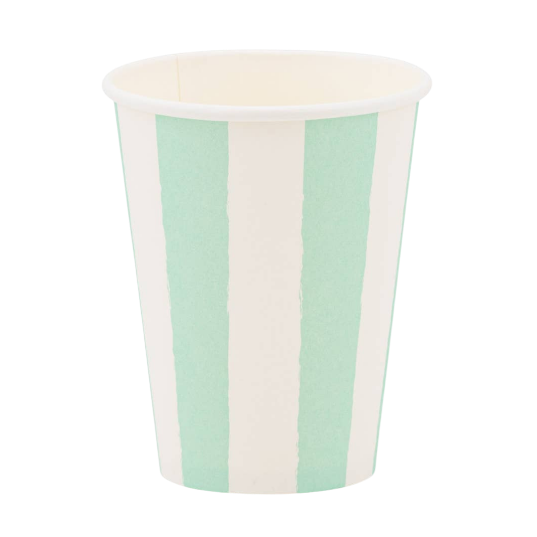 Teal and White Stripe Cups