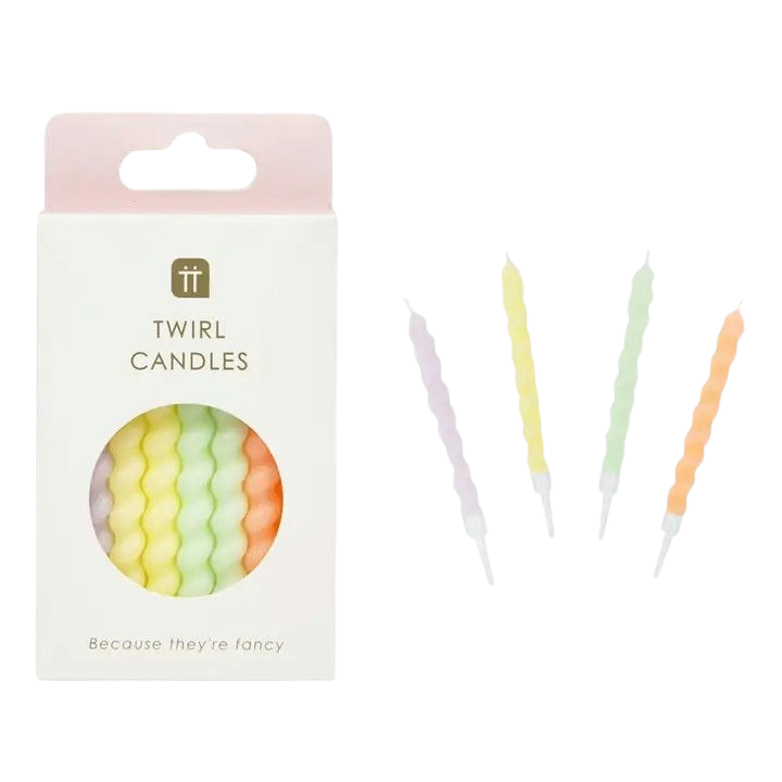 pastel twirl candles spiral design birthday theme from Parte Haus party supply store in Bethesda Maryland