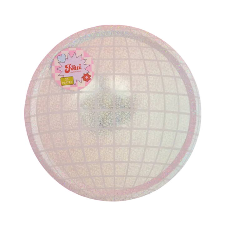 Silver Holographic Disco Ball Large Paper Dinner Plates