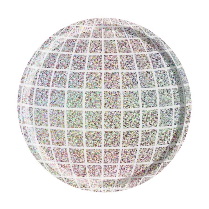 Silver Holographic Disco Ball Large Paper Dinner Plates