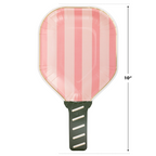 Pink Striped Pickleball Paddle Large Dinner Plate