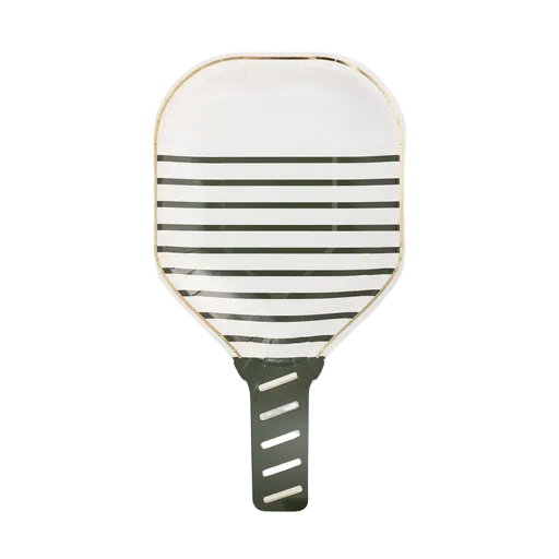 White Pickleball Paddle Large Dinner Plate