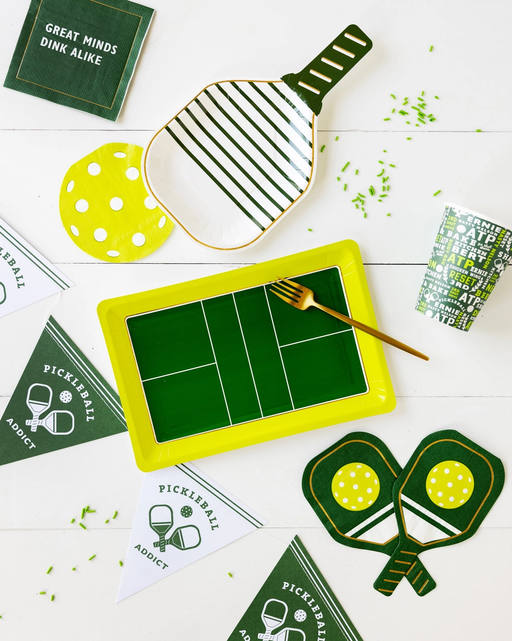 White Pickleball Paddle Large Dinner Plate