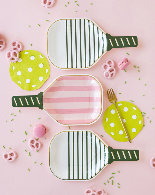 White Pickleball Paddle Large Dinner Plate