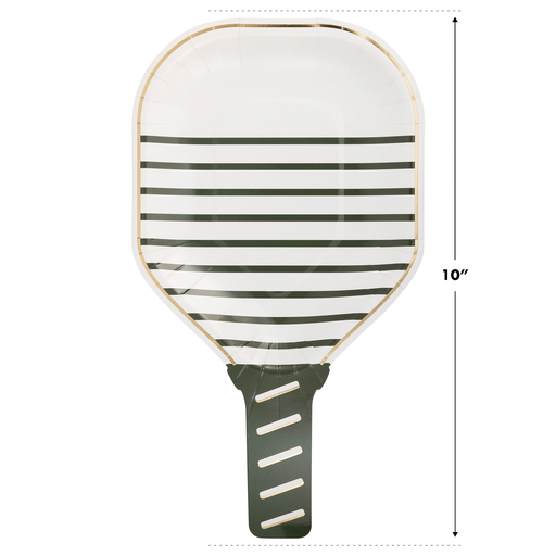 White Pickleball Paddle Large Dinner Plate