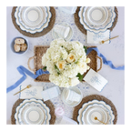 Blue and white floral tableware set elegant brunch theme from Parte Haus party supply store in Bethesda Maryland