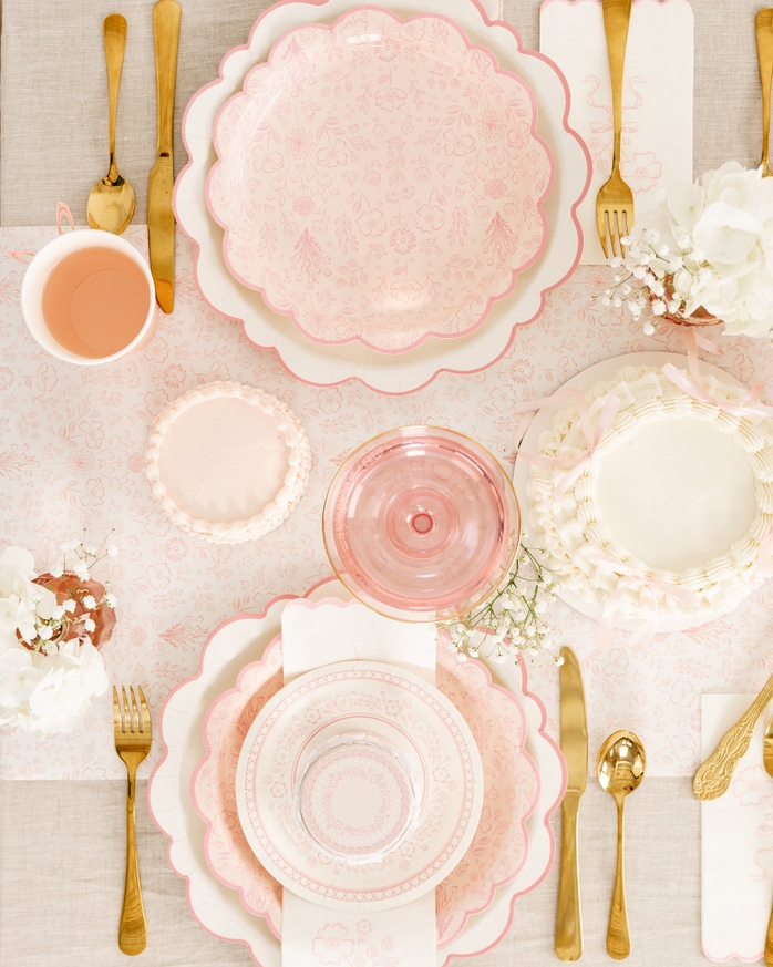 Pembroke Pink Floral Scalloped Dinner Plate