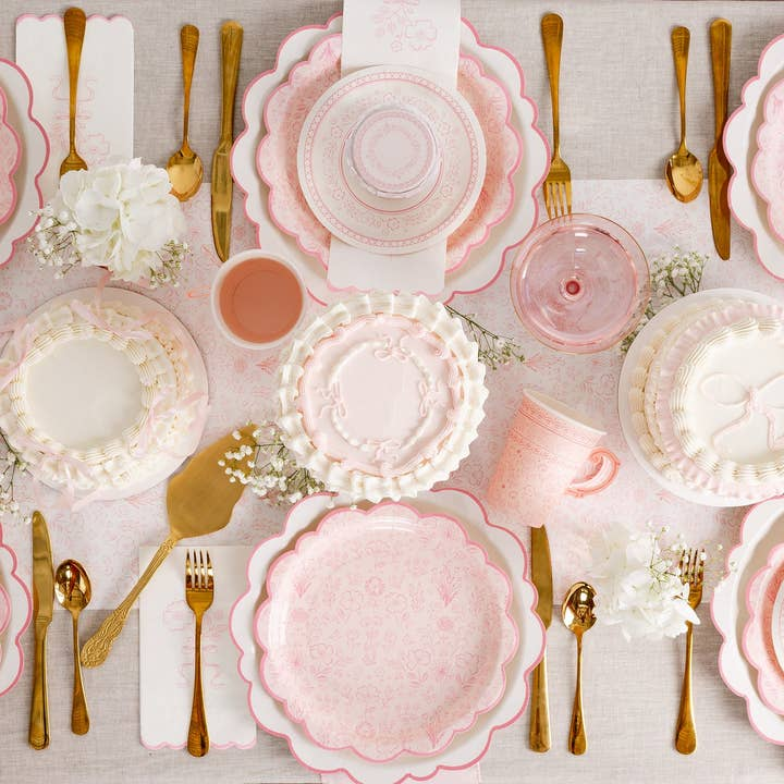 Pembroke Pink Rimmed Scalloped Charger Plate