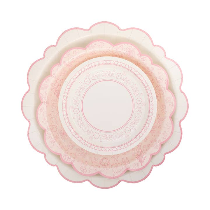 Pembroke Pink Rimmed Scalloped Charger Plate