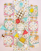 Cream with Blue "Meow! Happy Birthday" Scalloped Cocktail Napkins