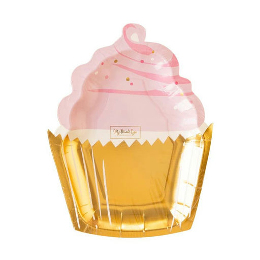 Pink and Gold Cupcake Shaped Large Dinner Plates
