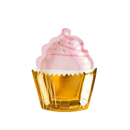 Pink and Gold Cupcake Shaped Large Dinner Plates