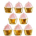 Pink and Gold Cupcake Shaped Large Dinner Plates