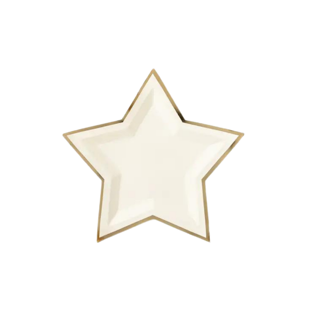 Cream gold foiled star shaped plate birthday from Parte Haus party supply store in Bethesda MD