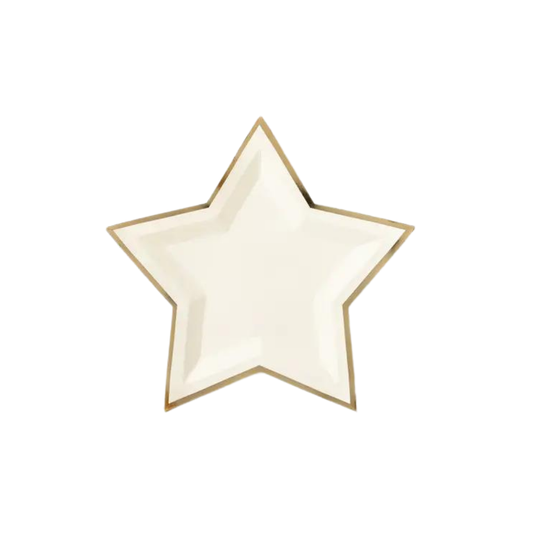 Cream gold foiled star shaped plate birthday from Parte Haus party supply store in Bethesda MD