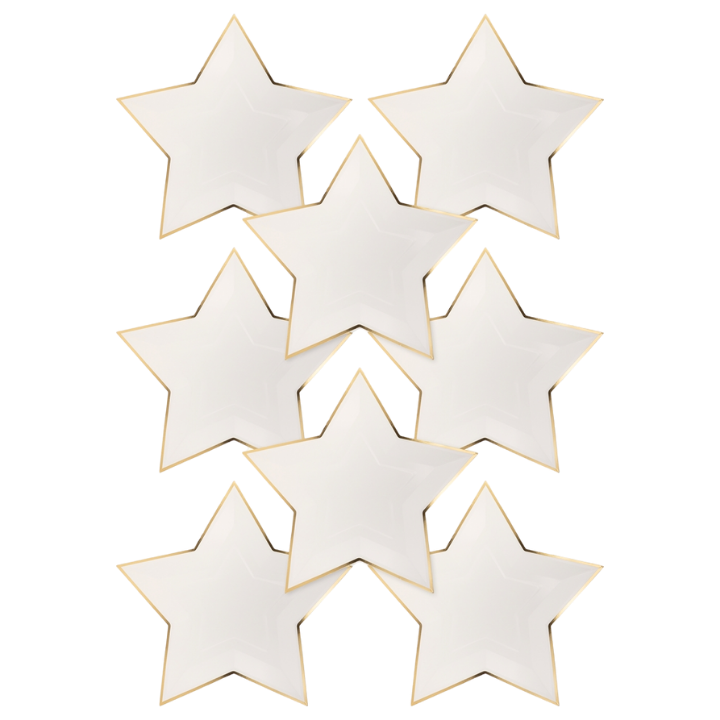 White star shaped plates with gold trim for birthday celebration from Parte Haus party supply store in Bethesda MD