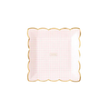 Pink gingham plate with gold scalloped edge perfect for birthday from Parte Haus party supply store in Bethesda Maryland