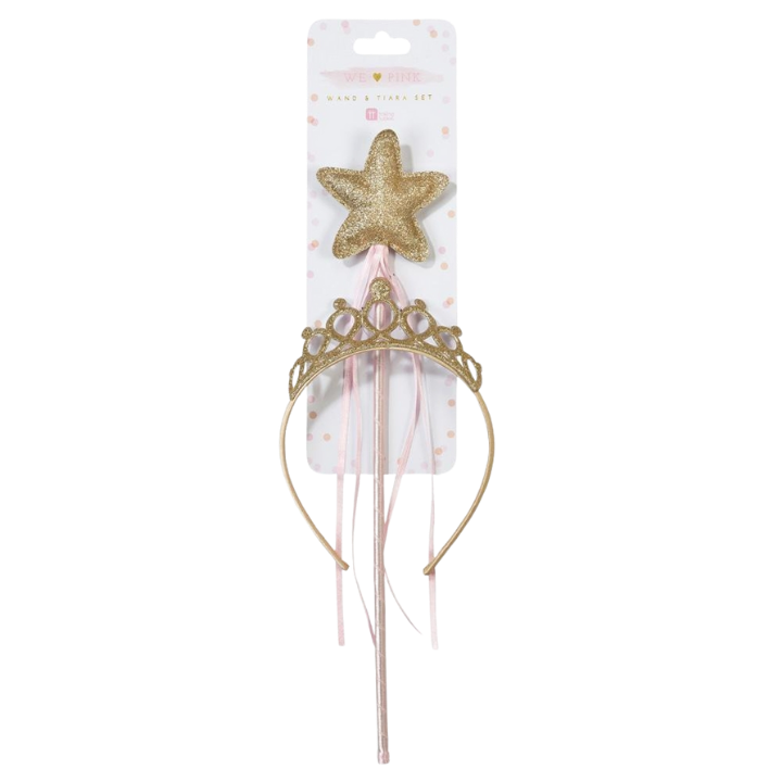 Gold princess wand and tiara set for birthday from Parte Haus party supply store in Bethesda MD