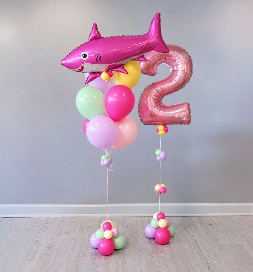 Pink Shark Birthday Balloon Bundle