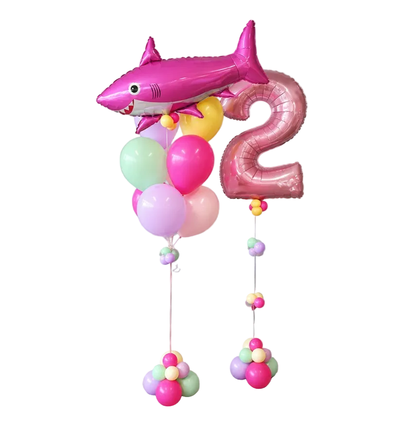Pink Shark Birthday Balloon Bundle