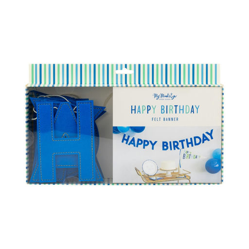 Blue "Happy Birthday" Felt Banner
