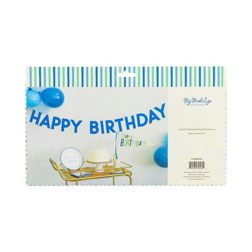 Blue "Happy Birthday" Felt Banner