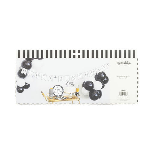 Black and Cream Star "Happy Birthday" Banner