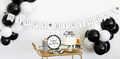 Black and Cream Star "Happy Birthday" Banner