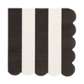 Black and Cream Stripe Scalloped Cocktail Napkins