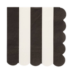 Black and Cream Stripe Scalloped Cocktail Napkins