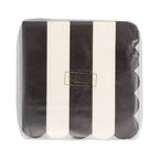 Black and Cream Stripe Scalloped Cocktail Napkins