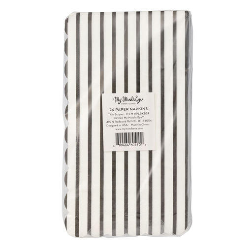 Black and White Thin Stripe Scalloped Guest Napkins