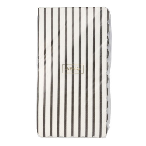 Black and White Thin Stripe Scalloped Guest Napkins