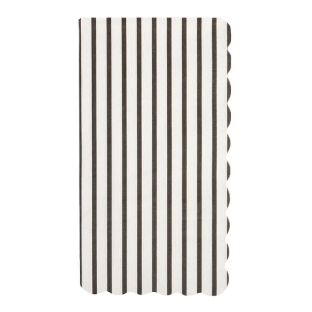 Black and White Thin Stripe Scalloped Guest Napkins